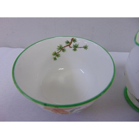 Antique Aynsley Art Deco Small Creamer & Sugar Bowl Set 1920's Janquil Daffodil - Picture 14 of 14